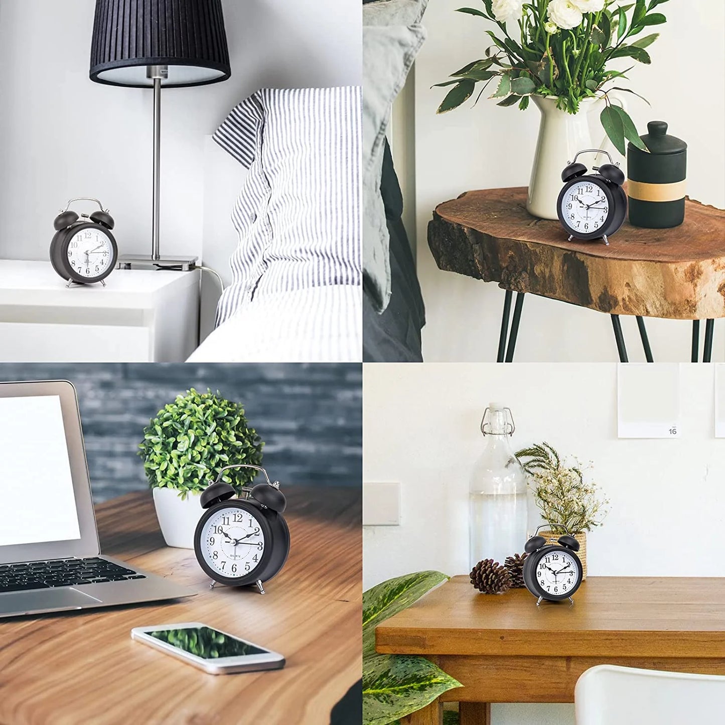 Analog Clock Loud Alarm Clock for Heavy Sleepers with Stereoscopic Dial Backlight Battery Operated for Living Room Bedroom Bedside Desk Gift Clock By