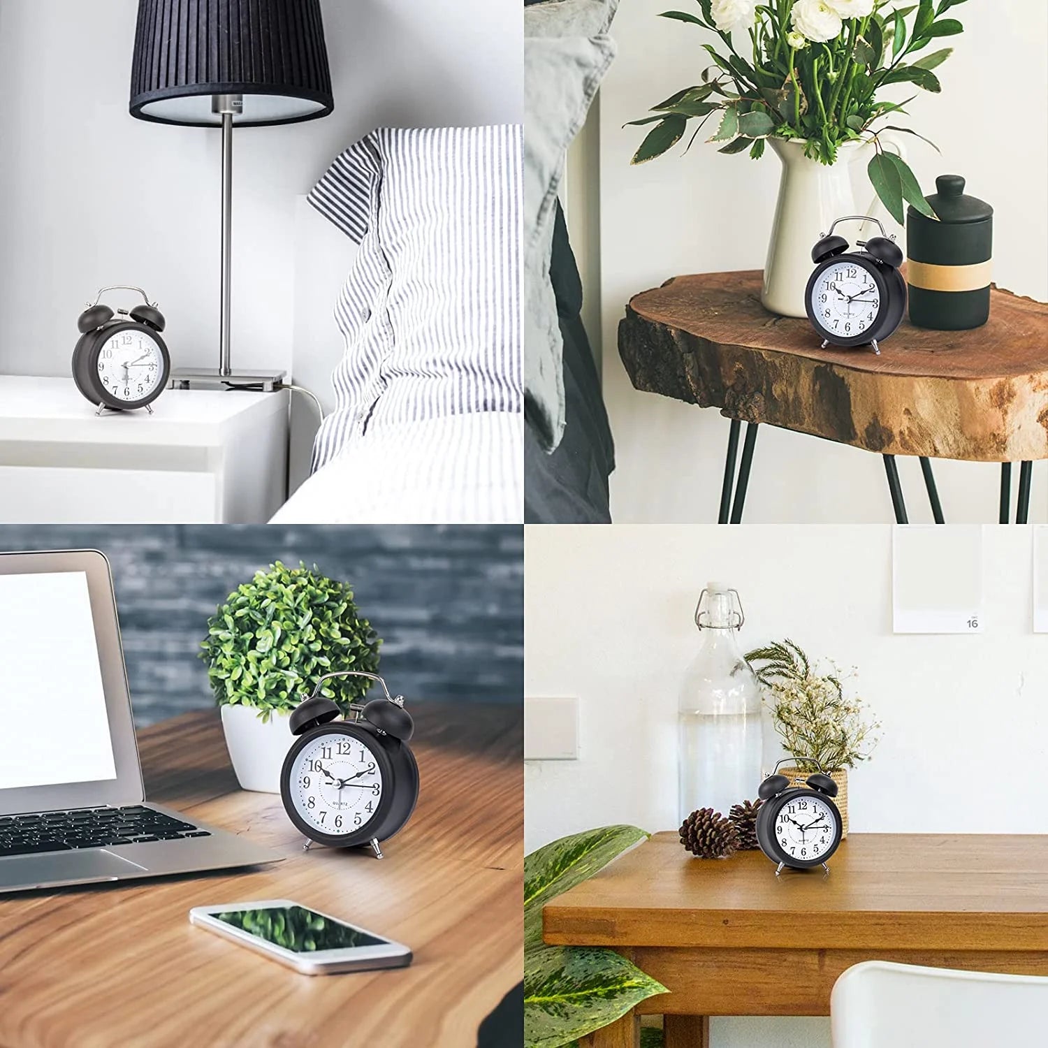 Analog Clock Loud Alarm Clock for Heavy Sleepers with Stereoscopic Dial Backlight Battery Operated for Living Room Bedroom Bedside Desk Gift Clock By